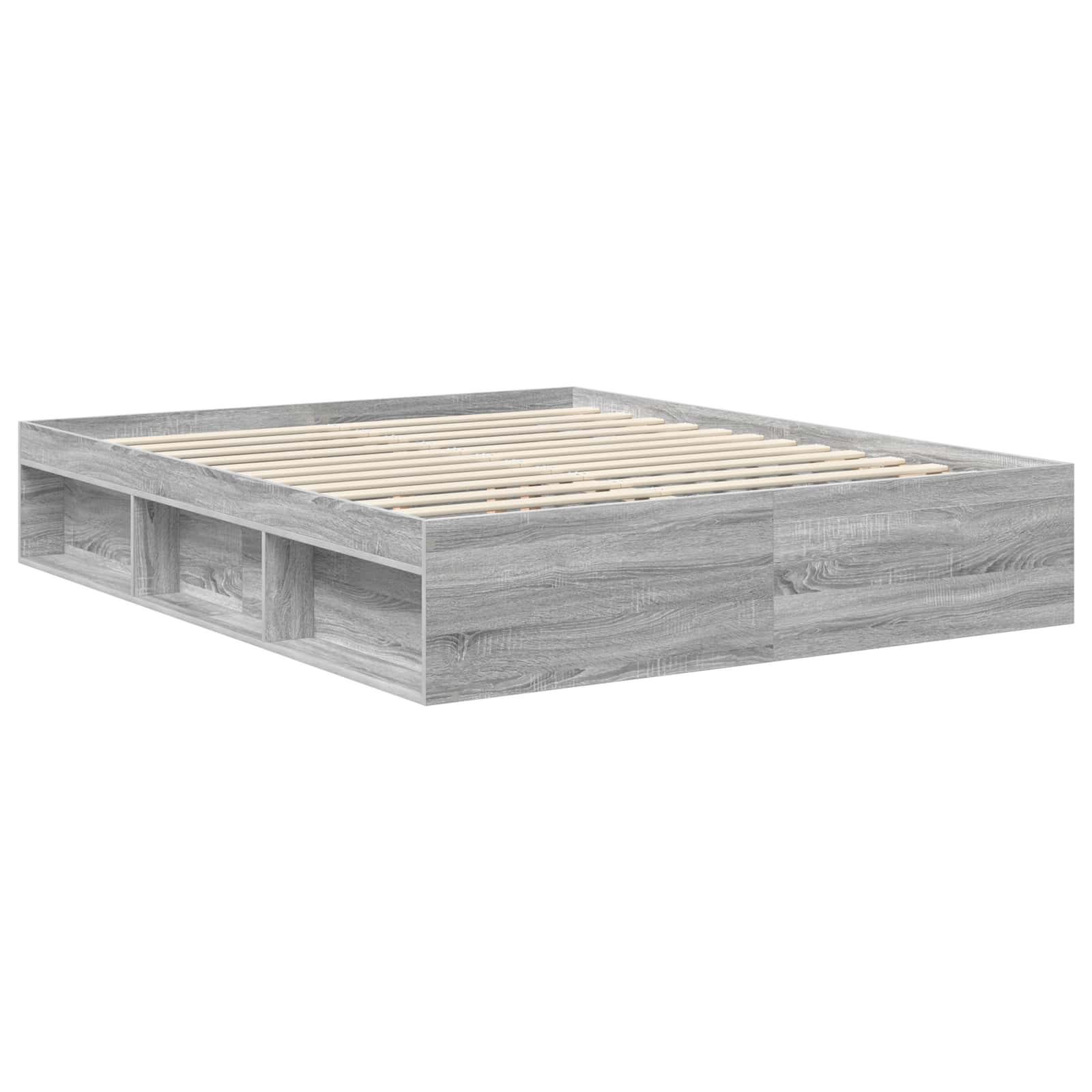 Cadre de lit gris 160 x 200 cm en bois de pin massif - 5