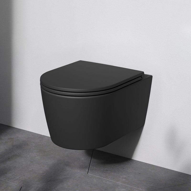 Miska WC wisząca toaleta FlashClean z miękko zamykającą się deską sedesową, Func czarna CFA1700MBSC AM.PM