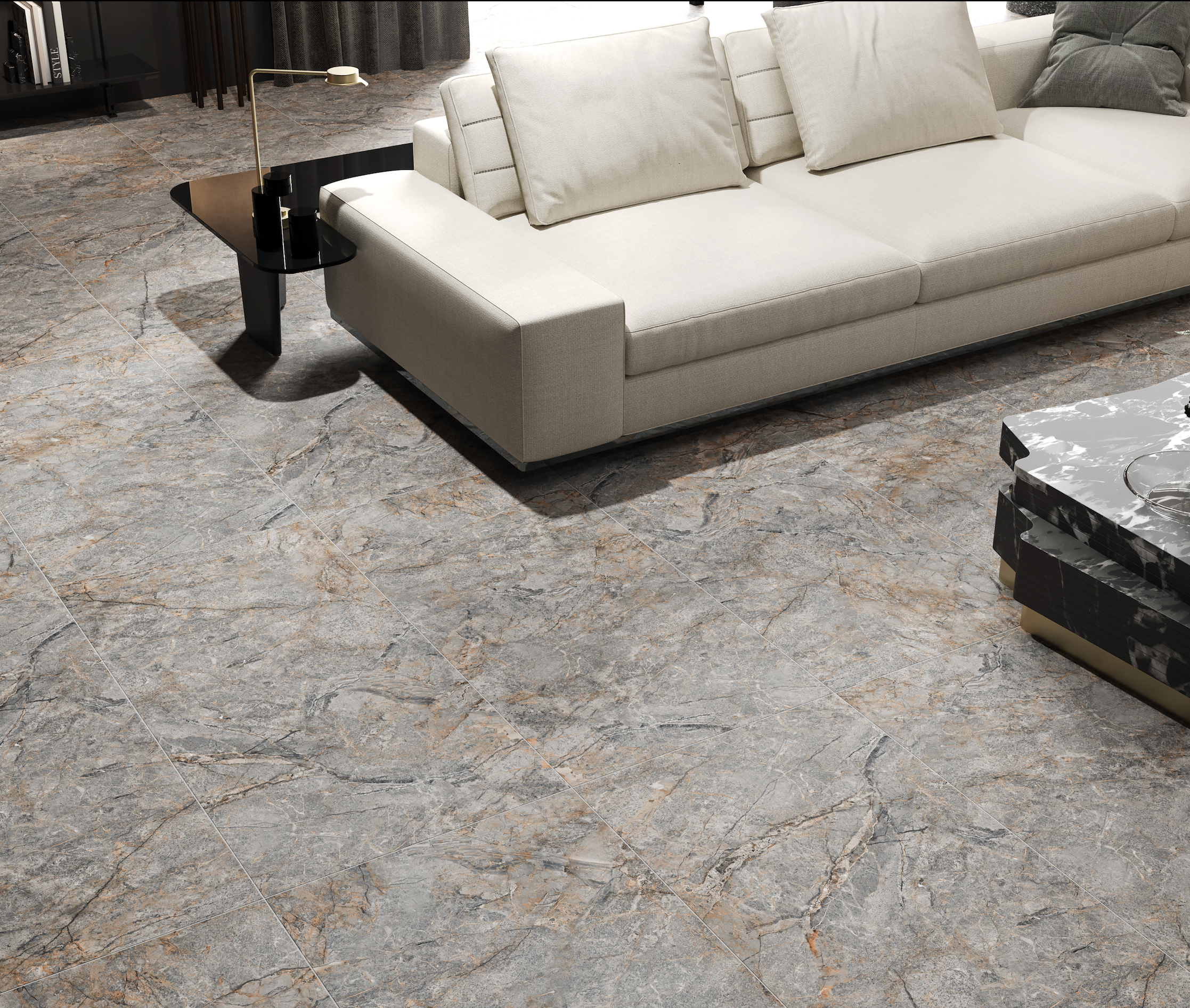 Carrelage sol / mur effet marbre gris PETRAVIA GREY l.60 x L.120 cm Mat LIMCARO - 2