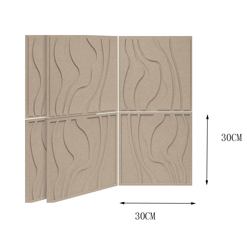 Lot de 12 panneaux insonorisants double couche, stickers muraux style nordique,lignes géométriques, absorption acoustique simple,réduction du bruit - 3