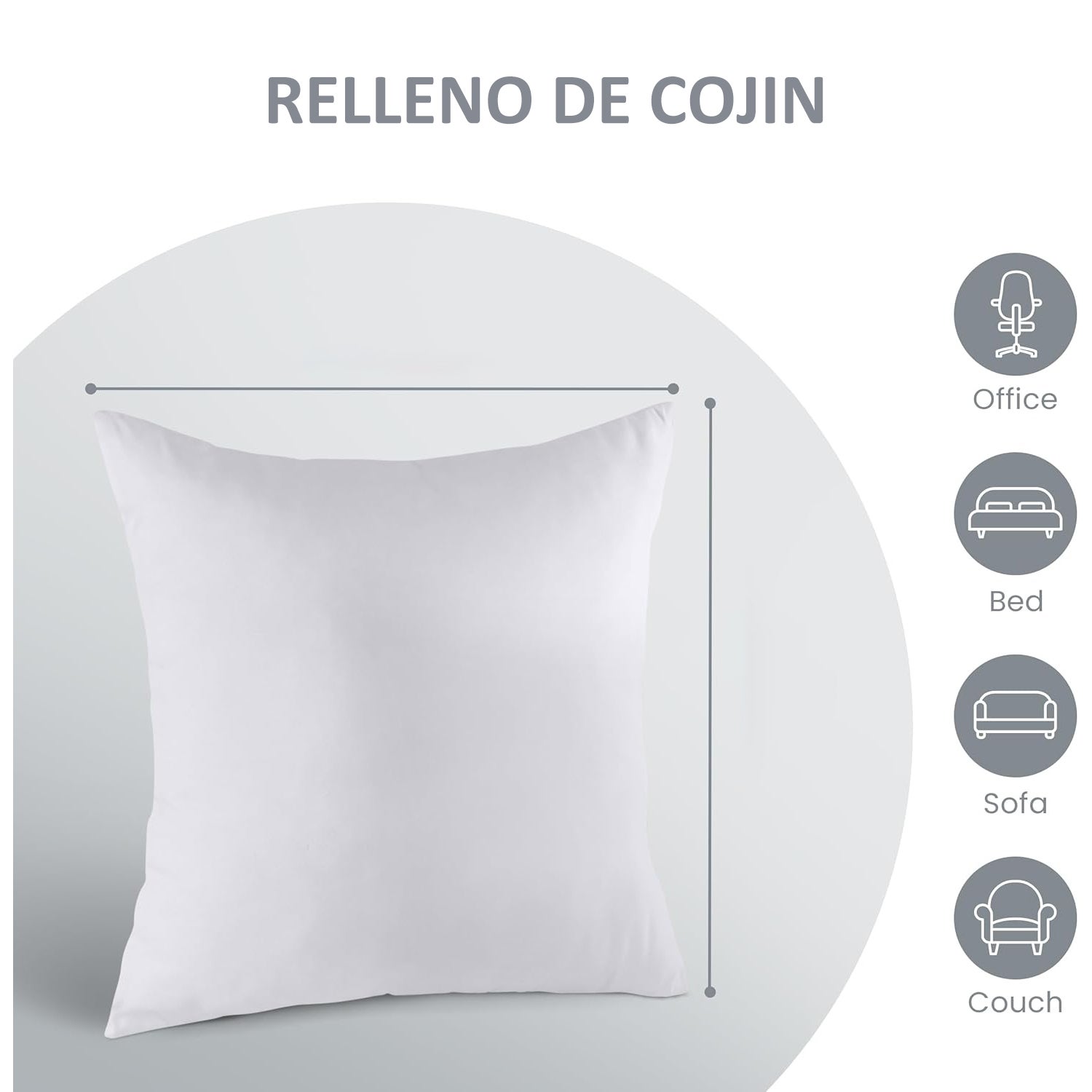 Relleno de Cojín Fibra Hueca Siliconada Antialérgico - Cojines Sofá con Relleno Incluido, Almohada Sofá y Cojines para Cama - 40X40 (1 Unidad) - 3
