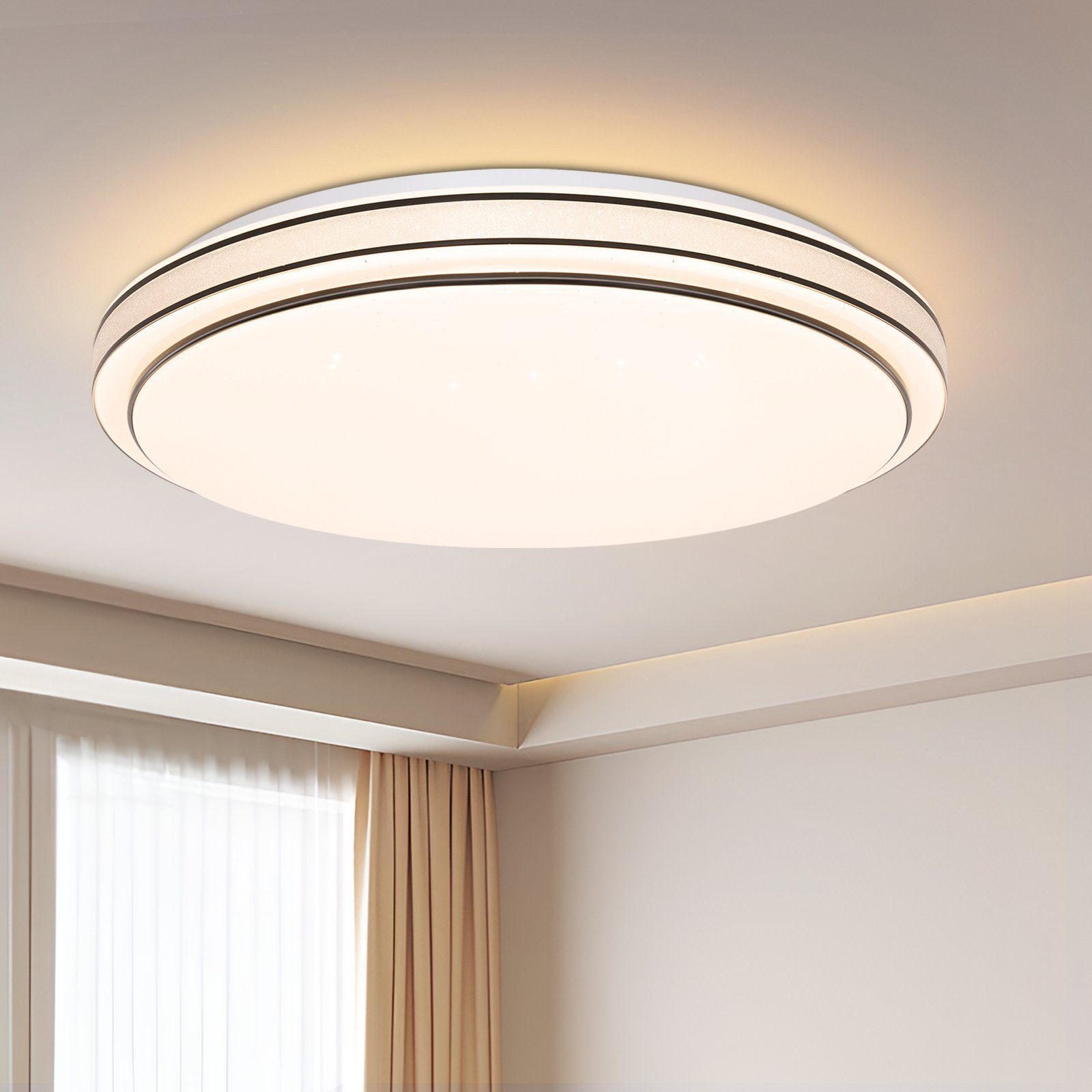NETTLIFE Lampa sufitowa LED do sypialni - średnica 27 cm Lampa Starry Sky 12 W Ciepła biel Nowoczesna okrągła lampa do