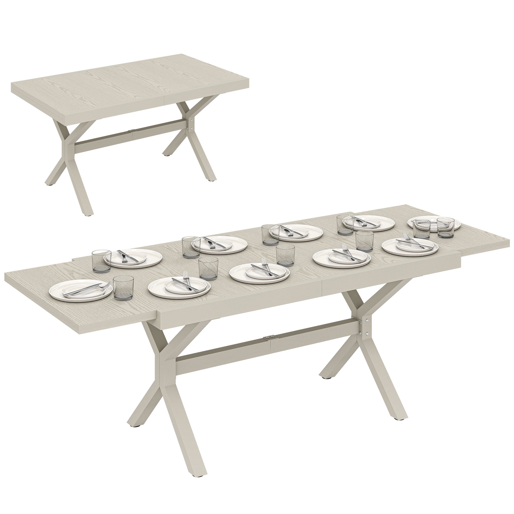 Table de jardin extensible pour 8 à 10 personnes, aluminium et acier - gris - 154/214x85x73 cm - 3