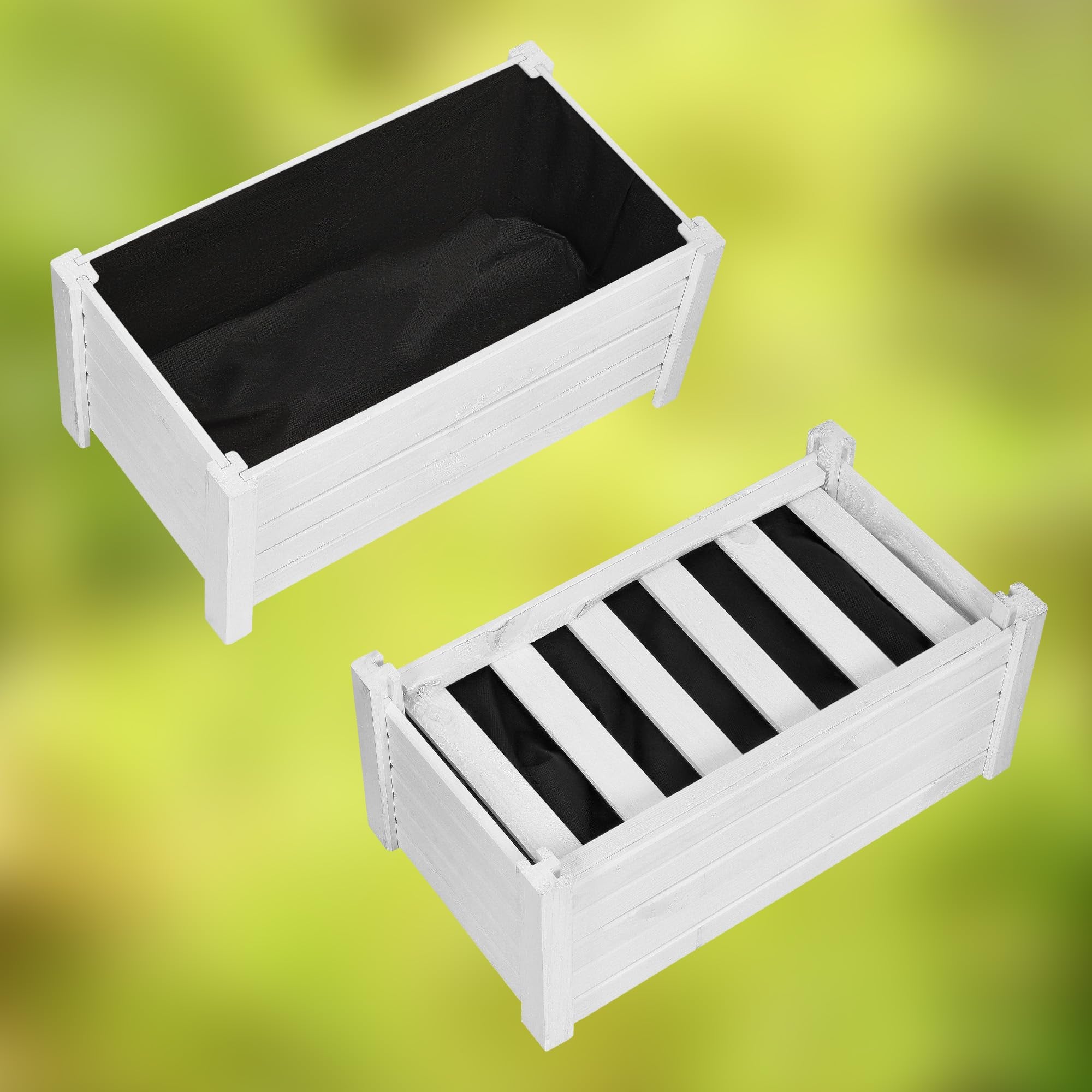 Pot de Fleurs en Bois 60 x 33 x 25 cm Jardinière en Pin Carbonisé Pot de Plantes Jardinière - Idéal pour Jardin Terrasse Balcon - Blanc - KOTARBAU - 6