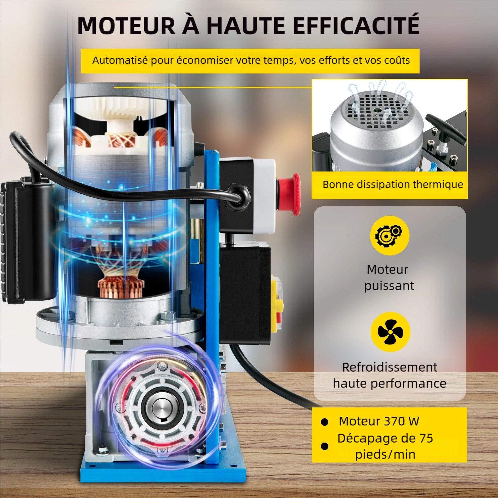 Machine à Dénuder Électrique 370 W VEVOR 1,5–38 mm 11 Canaux 10 Lames pour Recycler Fils et Câbles Cuivre Enlever Isolation - 3