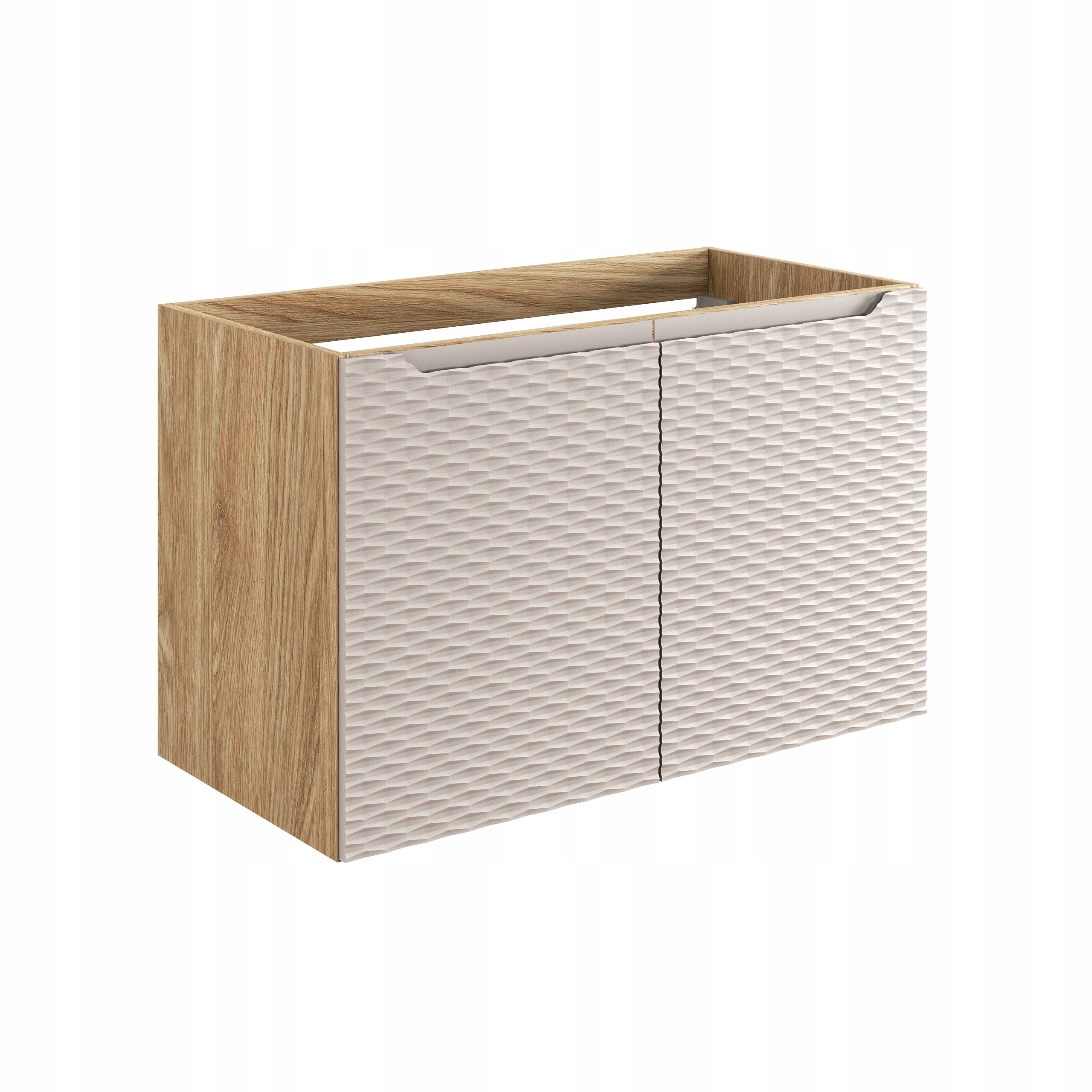 Szafka łazienkowa OCEAN 90 cm beżowa dąb olejowany front 3D MDF wisząca - 5