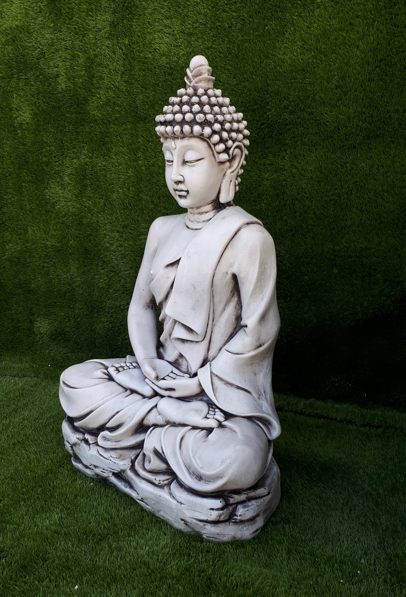 Figure de jardin en béton Bouddha Pierre d’amour 73 cm. - 2