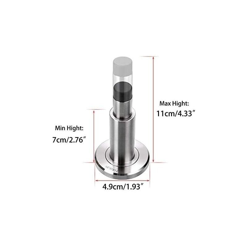 Acier inoxydable 304 Réglable Extra-long arrêt de Porte en caoutchouc Protection Poignee Porte butoir de porte mural butée de porte murale - 2