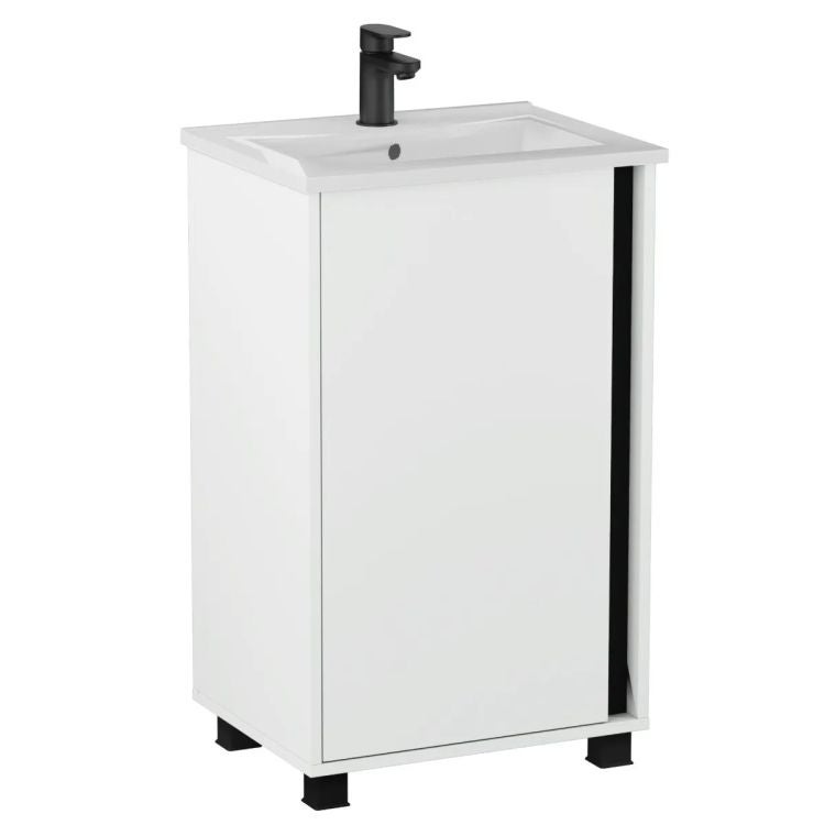 Zestaw Szafka z umywalką FOX 49 cm biała/czarna