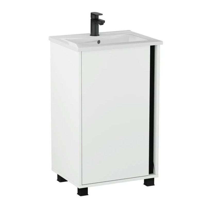 Zestaw Szafka z umywalką FOX 49 cm biała/czarna