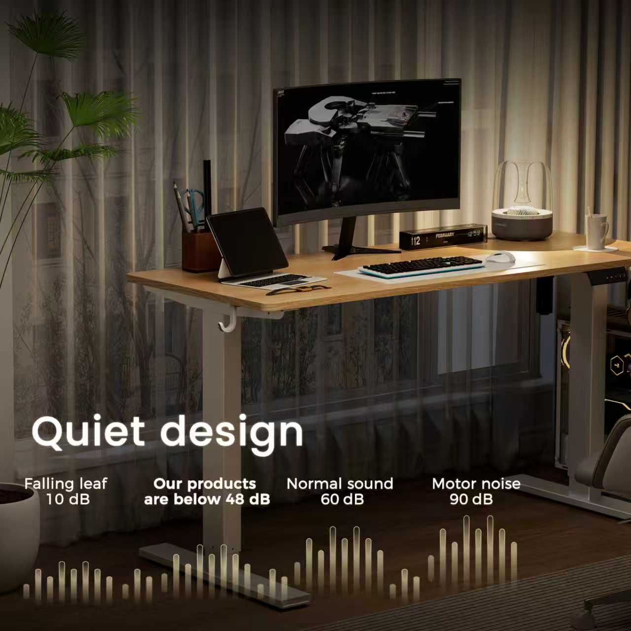 Bureau électrique réglable 80x160 cm,Hauteur 70-117 cm, Fonction mémoire, Rebond en cas de résistance, Mode économie d'énergie - 6