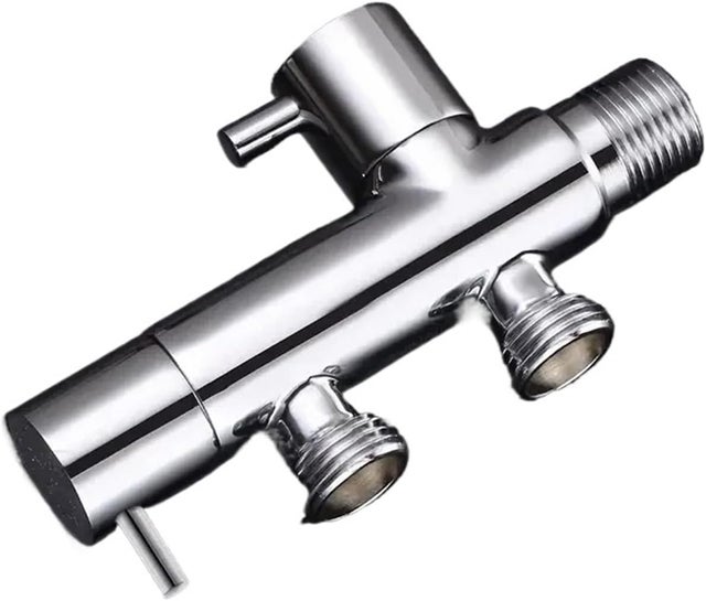 Robinet d'angle 2 sorties chromé - Haute qualité - Pour lave-linge, toilette, chauffe-eau - Filetages 1/2