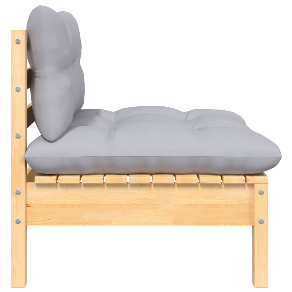 Maison Exclusive - Salon de jardin 3 pcs avec coussins gris Bois de pin massif - 5