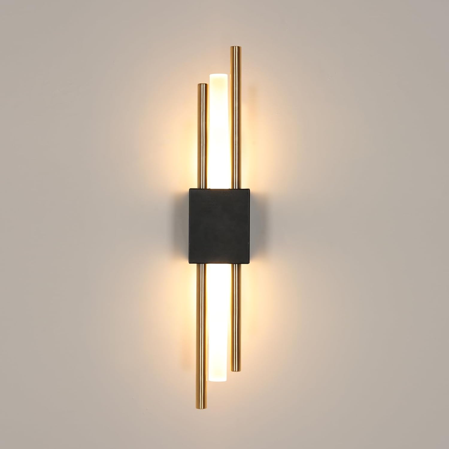 Applique Murale LED Moderne Noir & Or – 10W 3000K Lumière Chaude, 40 Cm