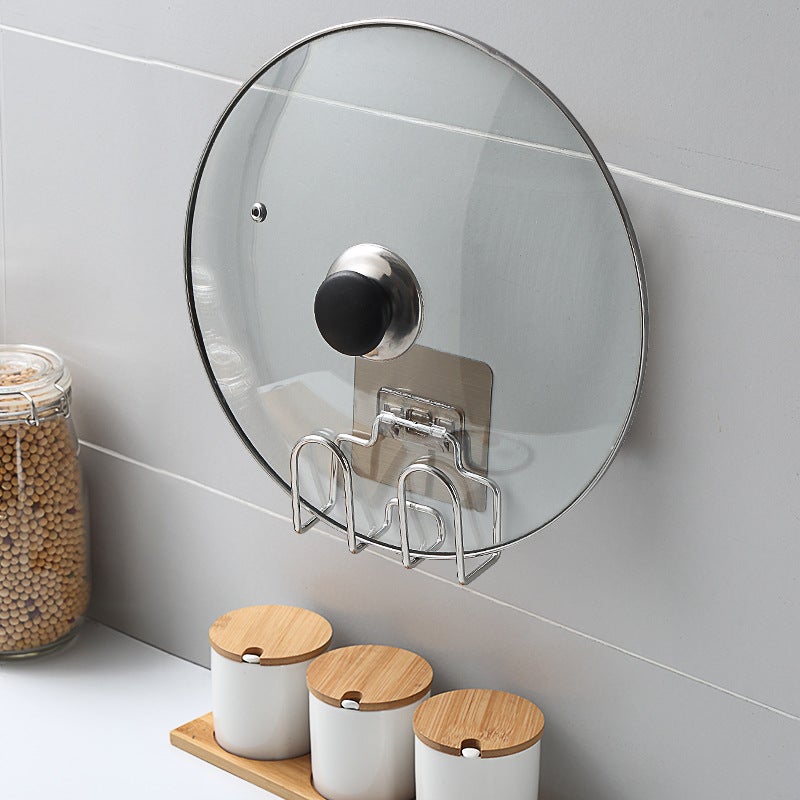 Uchwyt ścienny bez perforacji do pokrywek garnków, idealny do przechowywania desek na warzywa. Uchwyt kuchenny do montażu na ścianie z możliwością po