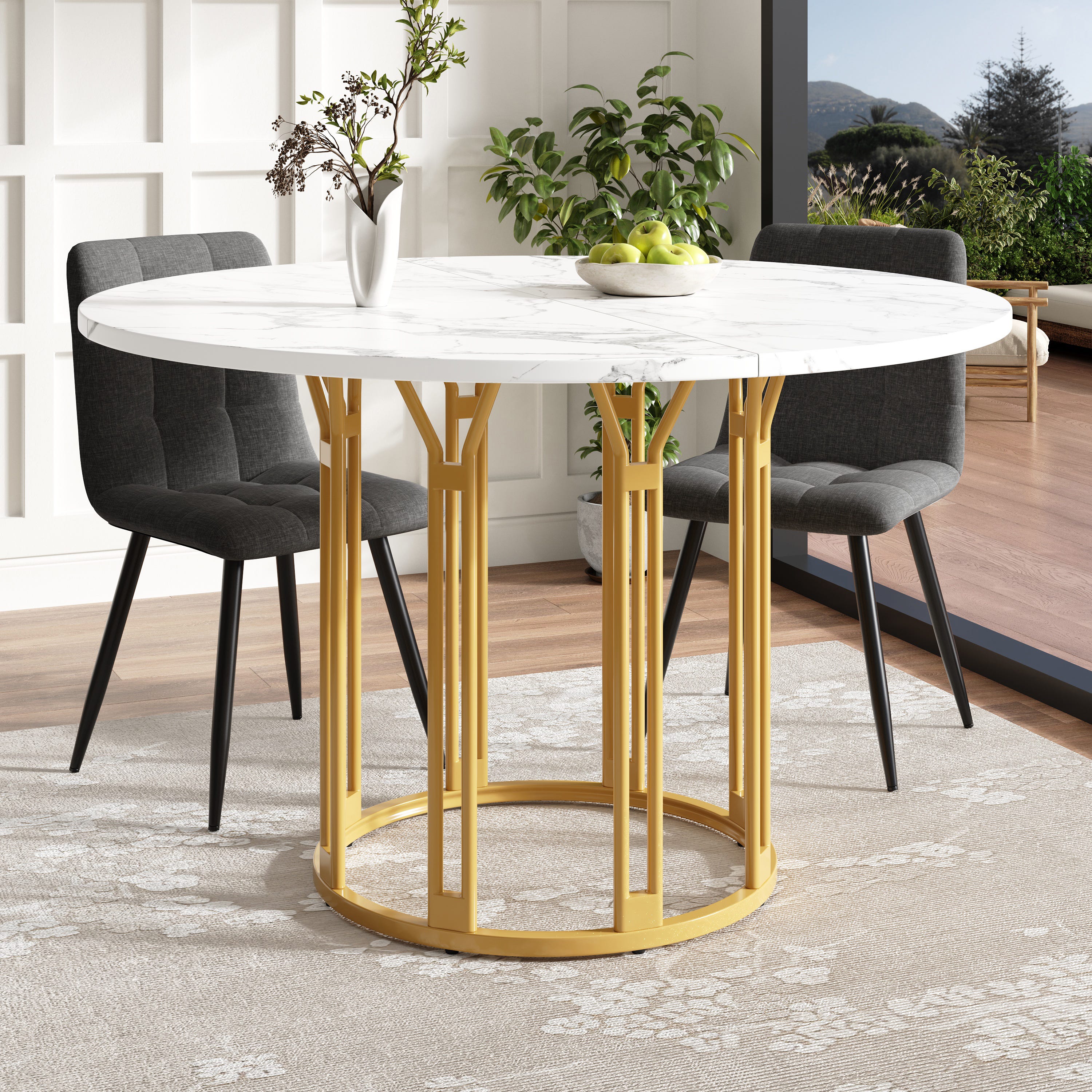 Table ronde en bois avec 3 chaises - Ameublement Table ronde en bois avec 3 chaises - Ameublement