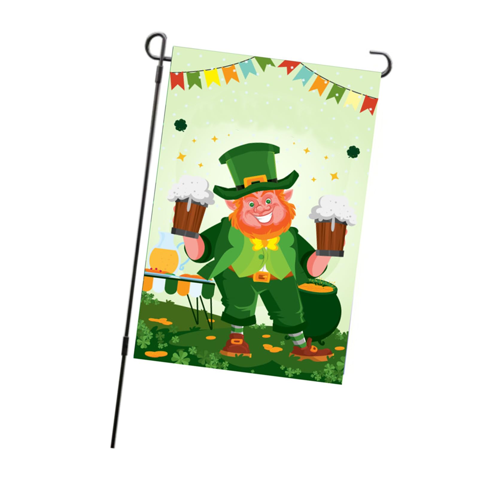 Drapeau De Jardin Porte-bonheur Pour La Saint-Patrick - 30,5 X 45,7 Cm - Double Face à L'extérieur - Motif Floral - Petit Trèfle En Toile De Jute - Décoration Extérieure