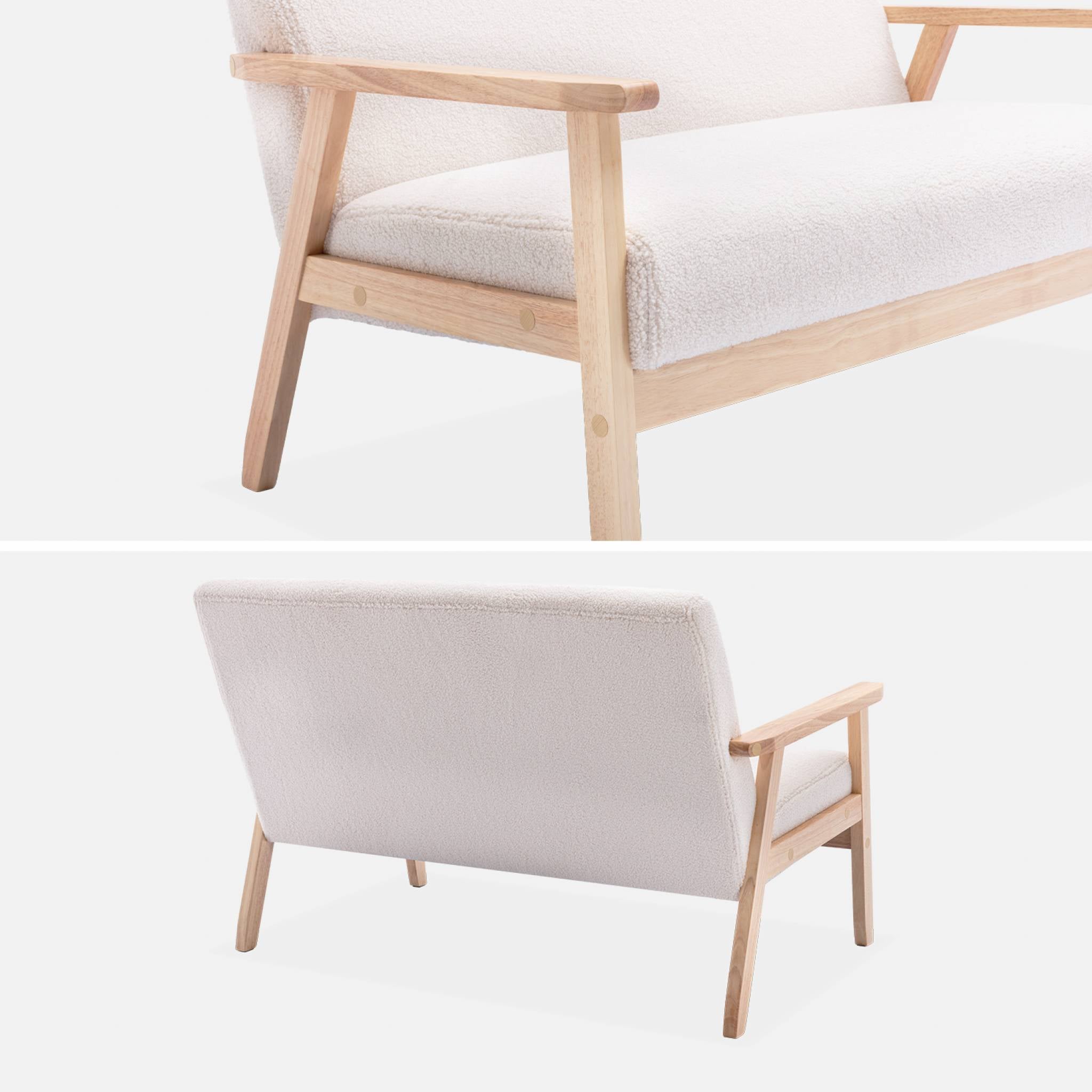 Banquette canapé en bois et tissu bouclette. Isak. L 114 x P 69.5 x H 73cm - 3