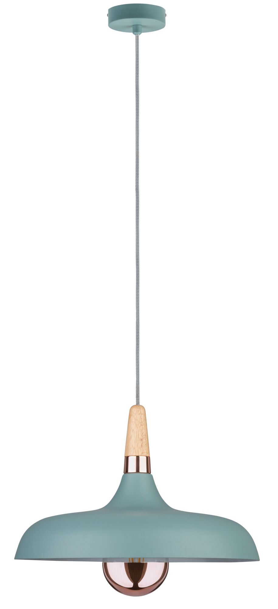 Luminaire en suspension Juna E27 max. 20W Vert satiné, Cuivre, Bois gradable Métal, Bois - 3