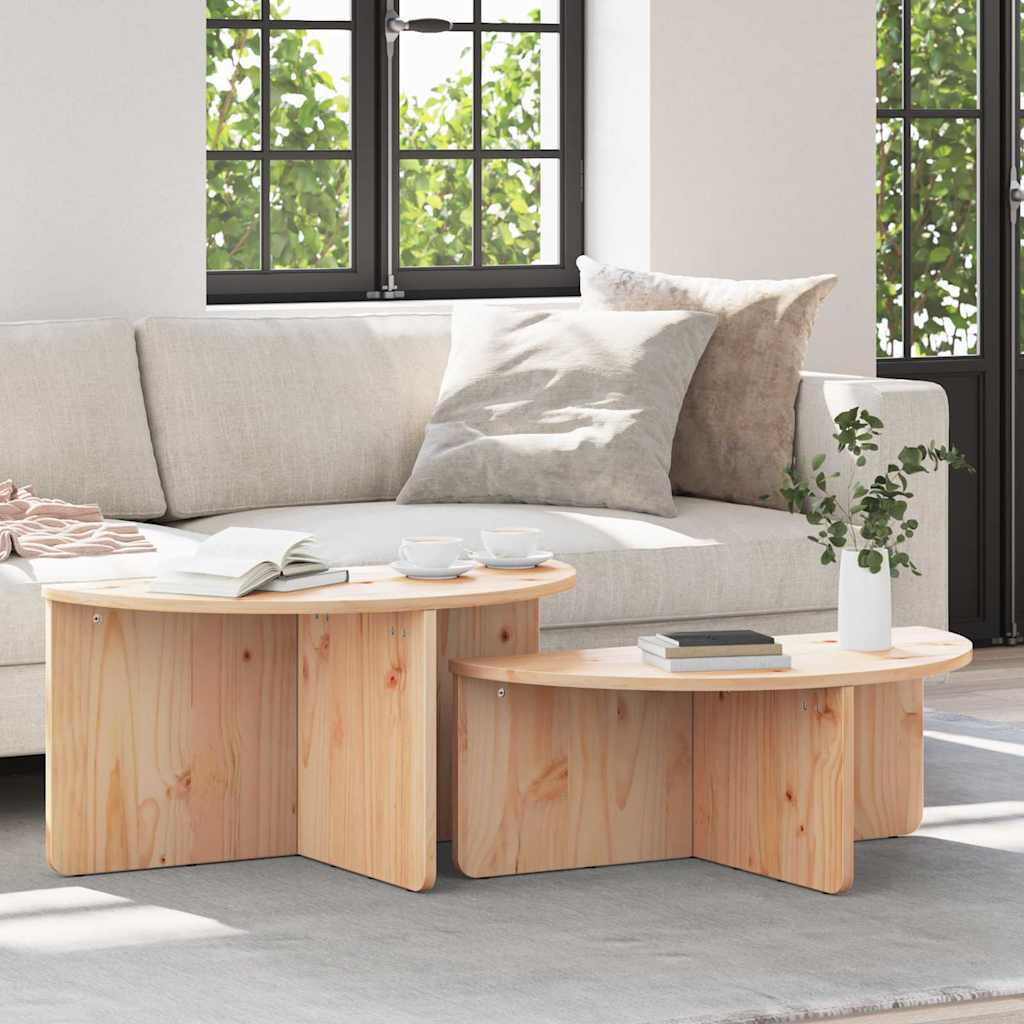 Stolik kawowy 2 pcs Naturalny Lite drewno sosnowe vidaXL