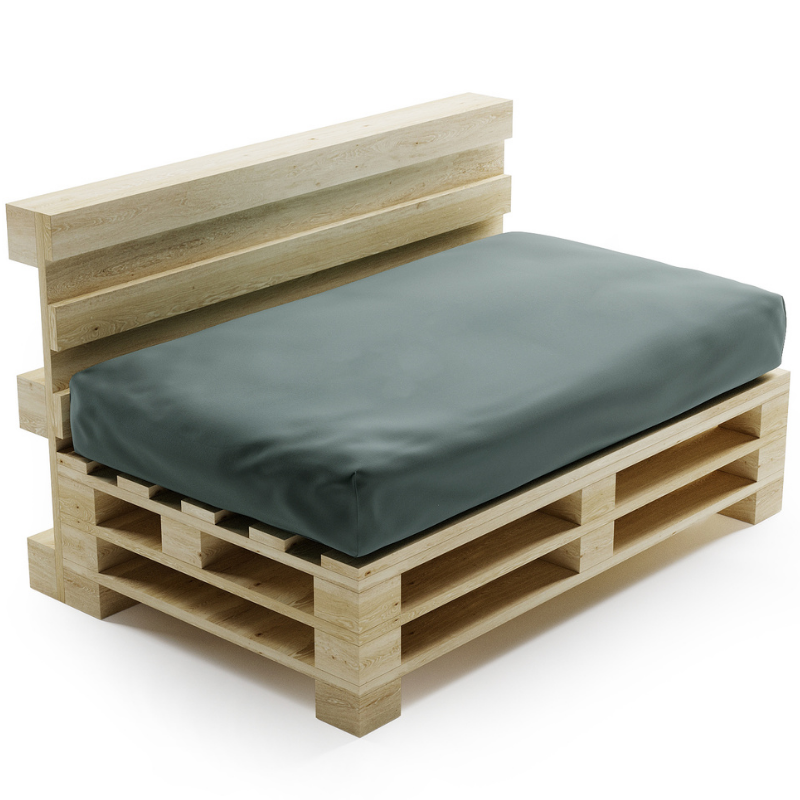 Coussins Palette Bananair Imperméables & Anti-UV - Lot 2 Assises 120x80cm + 2 Dossiers 120x40cm - Bleu