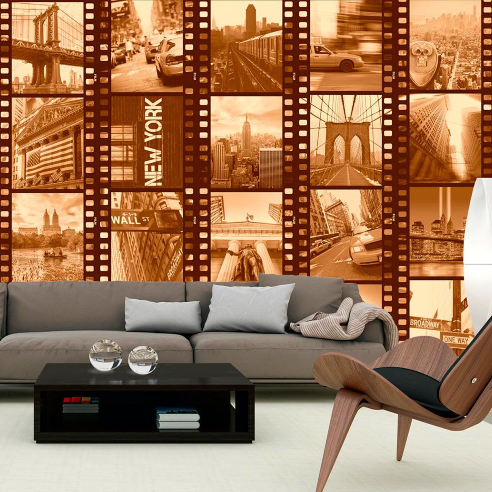 Lot 2 Cadres Photo Toile Déco – Londres Et New York – Nuances Violet Sépia – 20x20 Cm Neufs