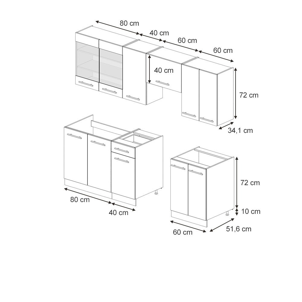 Vicco Cuisine Fame-Line, Anthracite-or/blanc, 240cm sans PT - 2