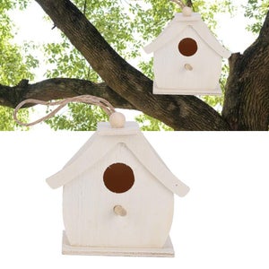 Glitzhome Casetta Per Uccelli Da Giardino In Legno Invecchiato – Vintage, Con Foro 3,5 Cm, Appendi, Bianca - 5