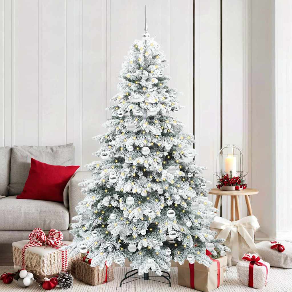 Sztuczna choinka z 300 diodami LED Zielony 180 cm PE i PVC