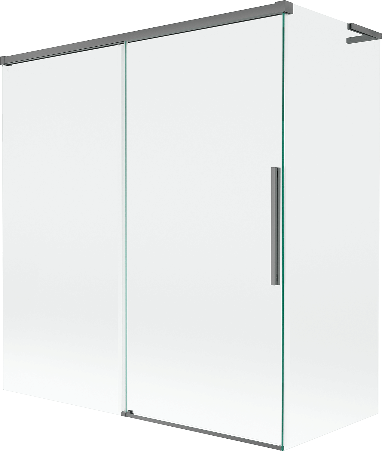 Mexen Rox L parawan nawannowy 2-skrzydłowy rozsuwany 150 + 70 x 150 cm, transparent, gun metal - 8C9L-150-070-95-00