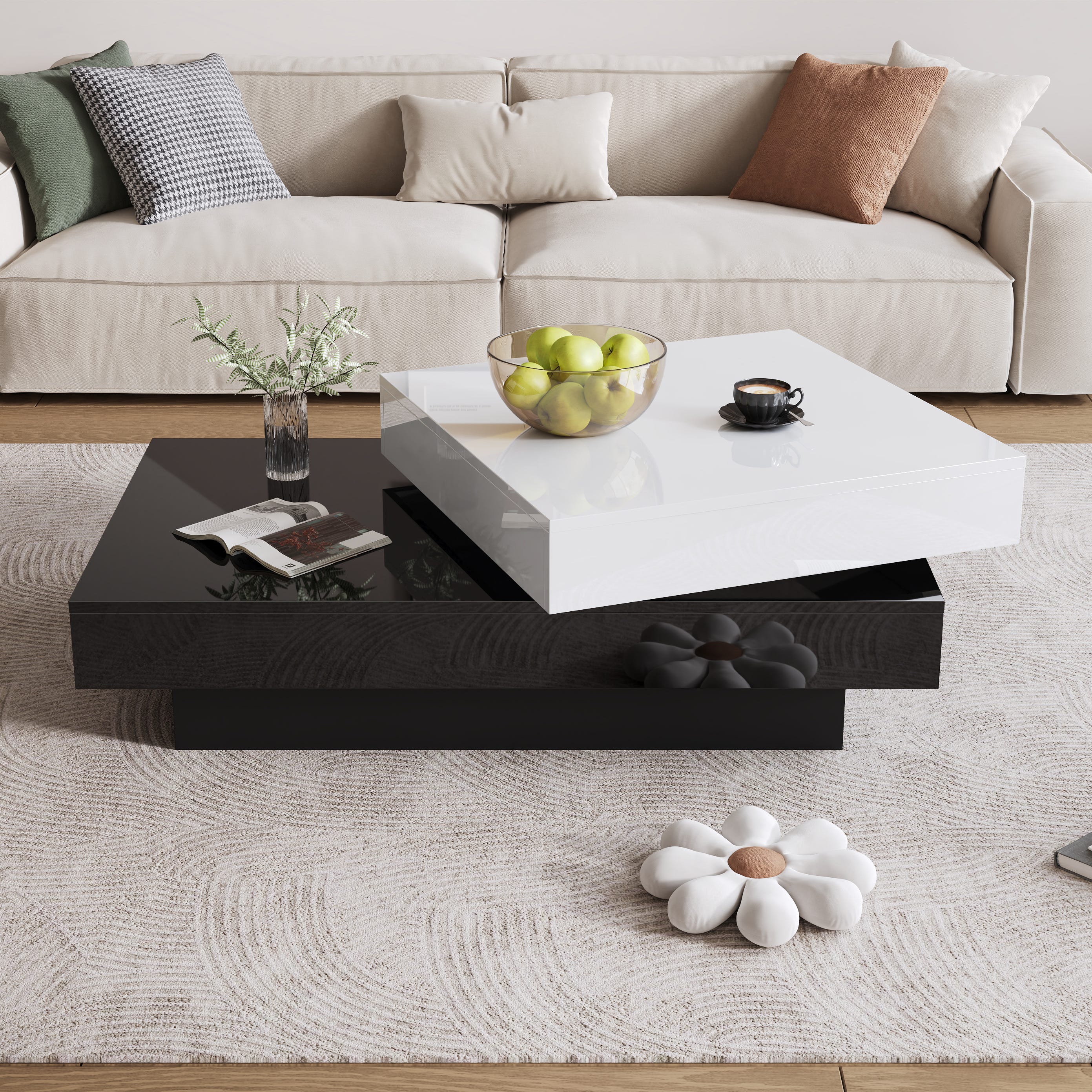 Table Basse Pivotante 360 Meuble De Salon Moderne Avec 2 Niveaux Table Basse Pivotante 360 Meuble De Salon Moderne Avec 2 Niveaux