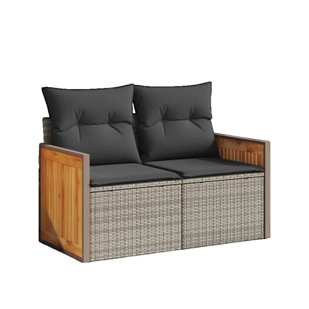 Salon bas de jardin en Rattan synthétique Gris 2 personnes - 3