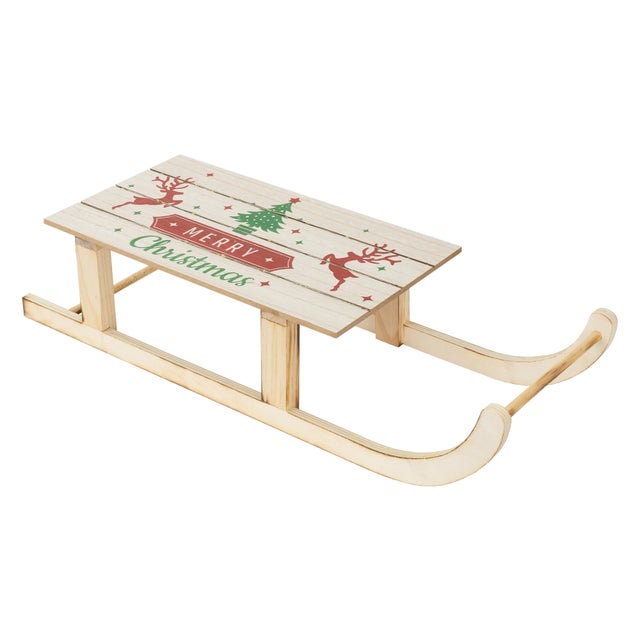 Sanie LED Sanie bozonarodzeniowe drewniane sanie dekoracja zimowa zegar figurka