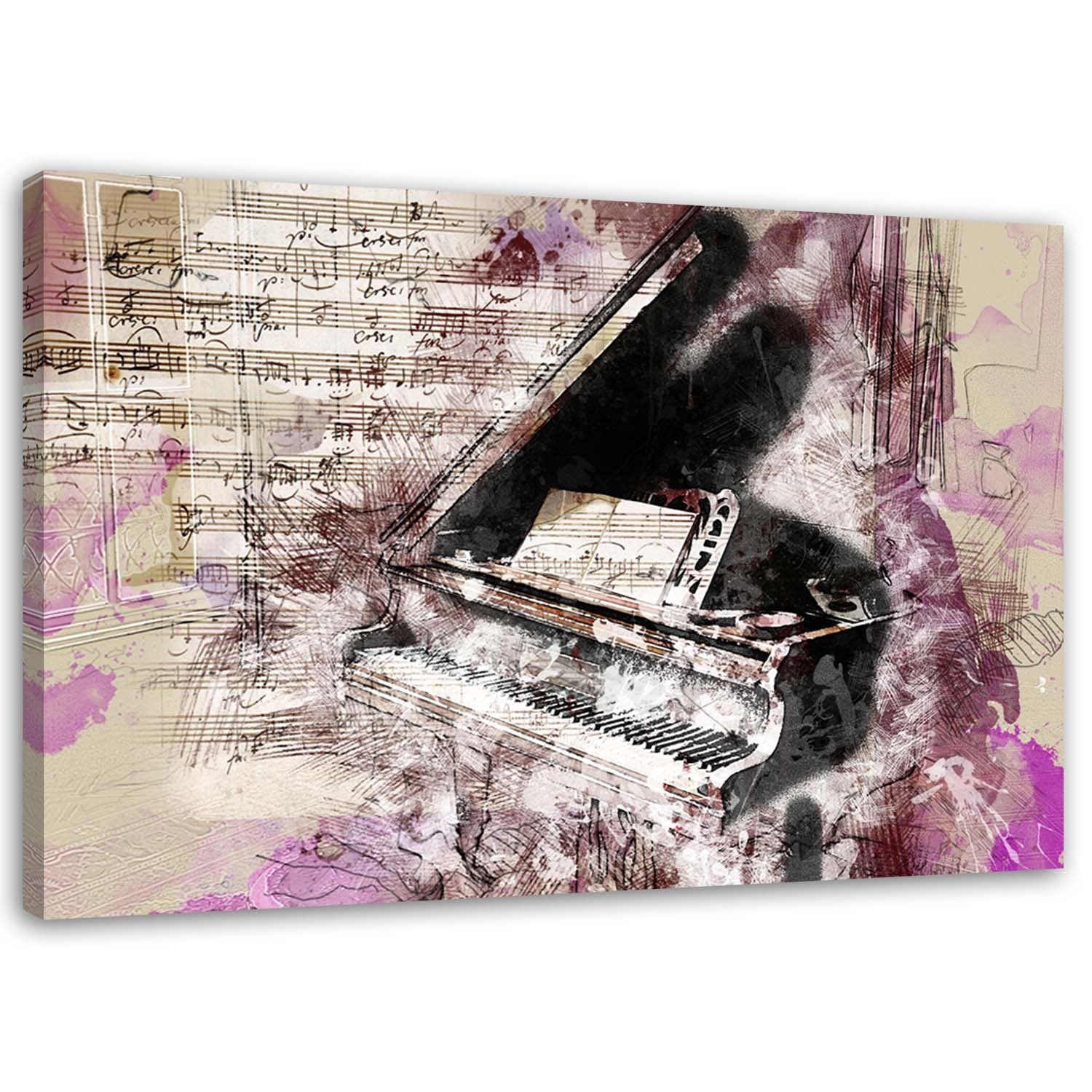 Obraz na płótnie, Fortepian abstrakcja shabby chic 100x70
