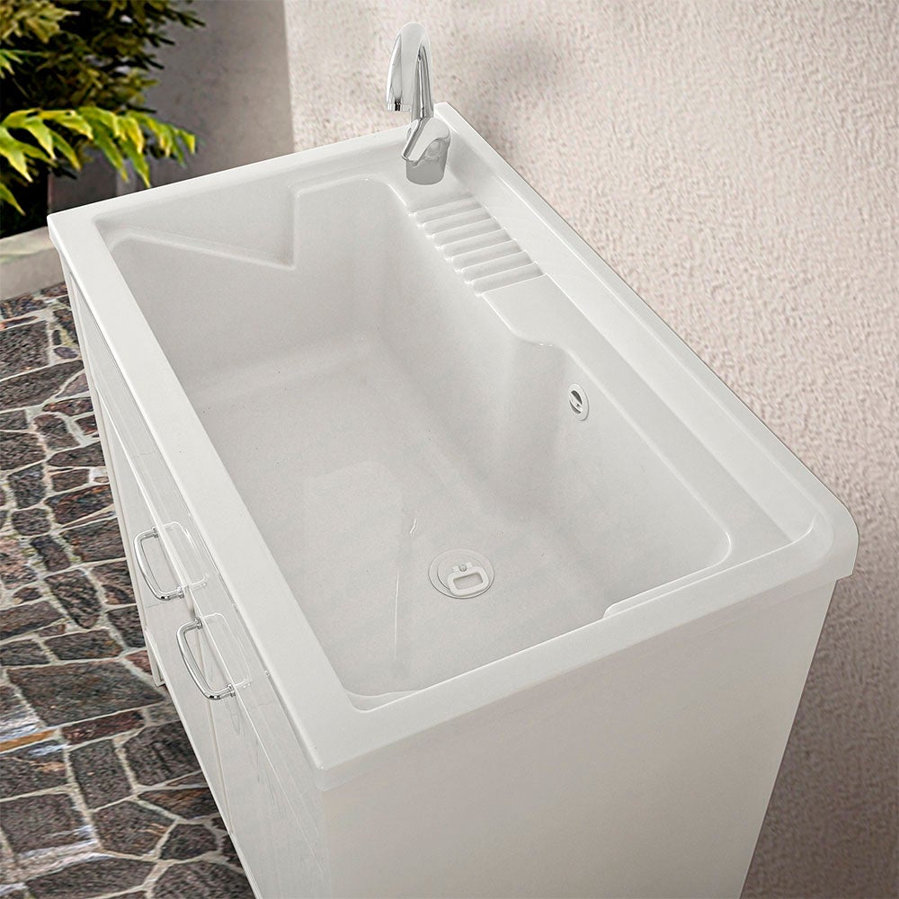 Lavabo 80x50 cm en résine blanche à encastrer - 4