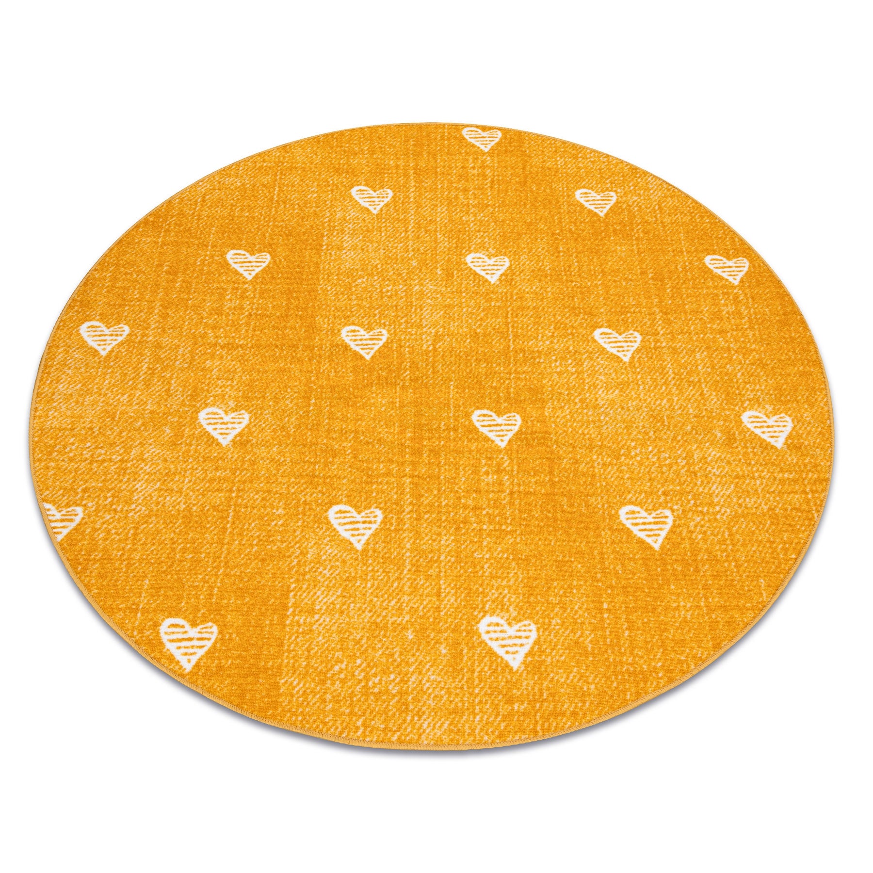 Dywan dla dzieci HEARTS koło Jeans przecierany, serca, serduszka, dziecięcy - pomarańcz koło 100 cm
