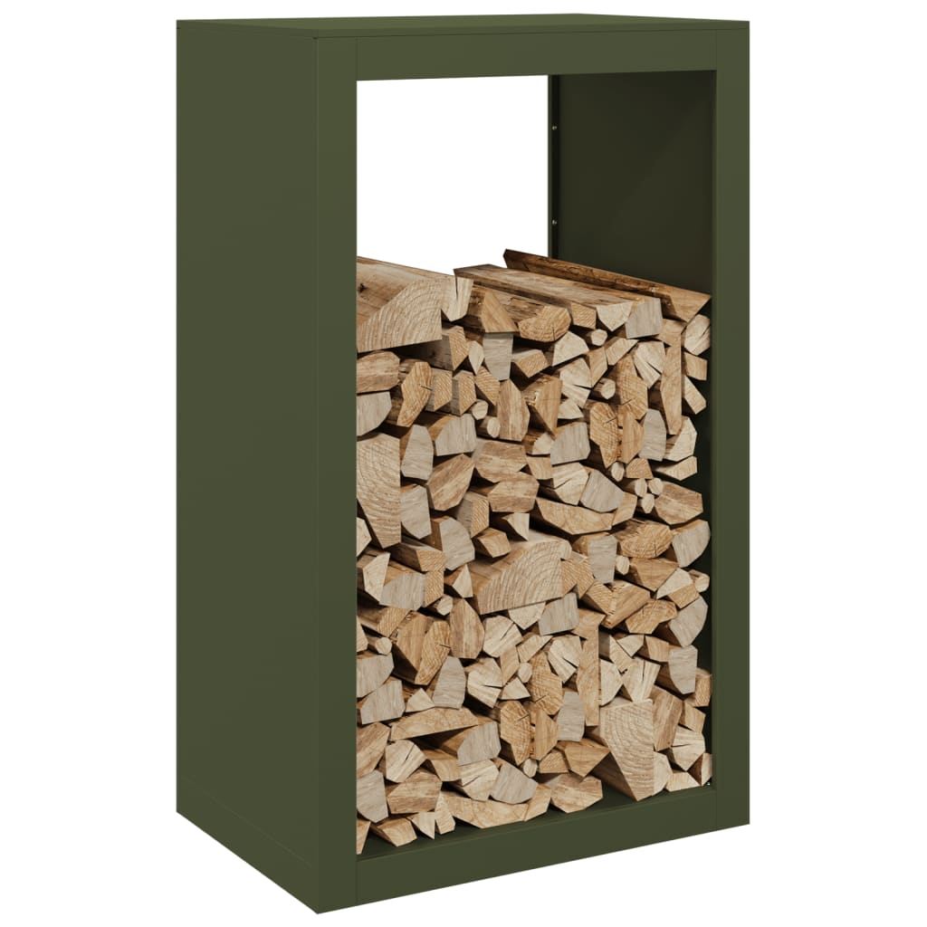 Porte-bûches | Portant de bois de chauffage vert 60x40x100 cm acier CFW379111 - 3
