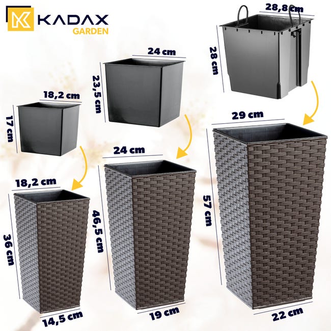 2friends Set di 3 vasi grandi per piante esterne, 40 x 40 cm, colore antracite, grandi per terrazza e giardino, con diametro di 40 cm 2friends Set di 3 vasi grandi per piante esterne, 40 x 40 cm, colore antracite, grandi per terrazza e giardino, con diametro di 40 cm