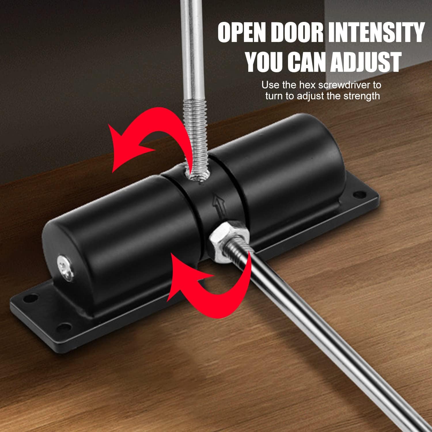 Chiudiporta Automatico Regolabile In Lega Di Alluminio - Per Porte Interne, Camera Da Letto E Ufficio, Nero - Foto 5