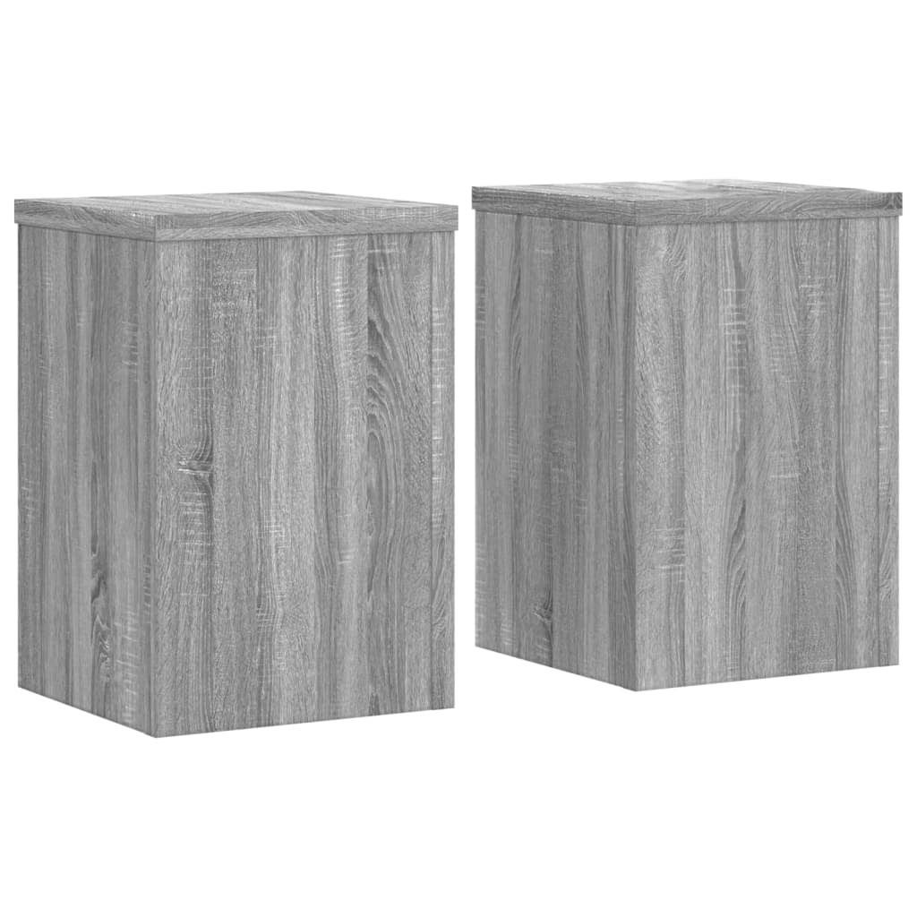 Supports pour plantes, 2 pièces, gris, panneau de bois - 2