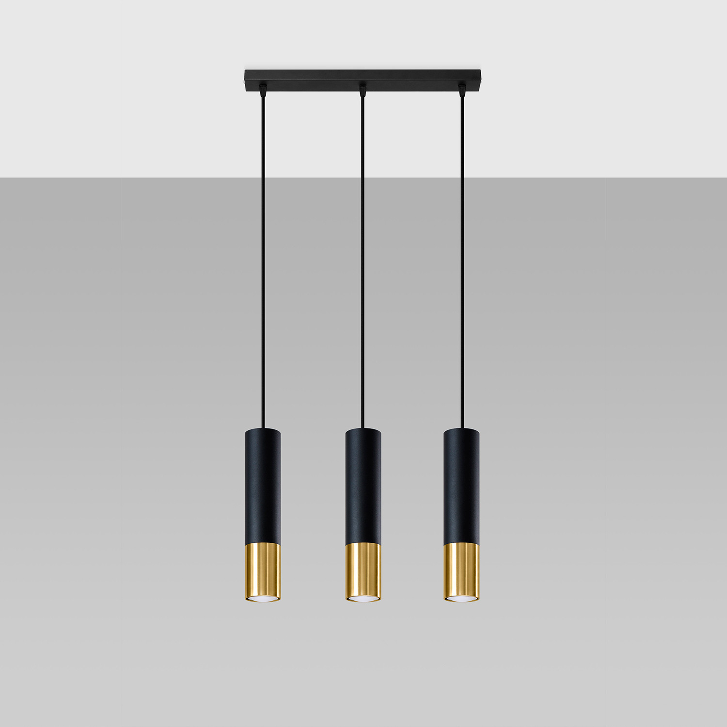 Lampa wisząca Loopez czarna-złoto 3xGU10x40W tuby wym: 100 x 29 x 29 cm metal Sollux Lighting