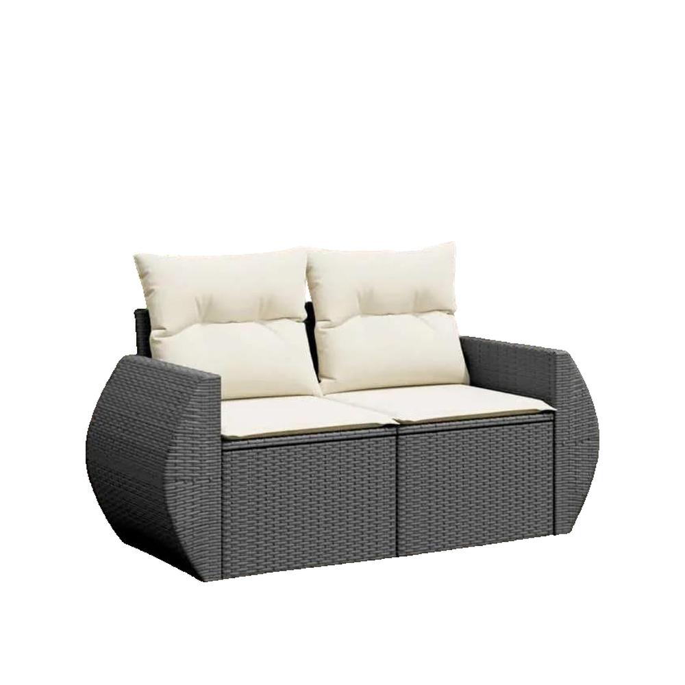 Sofa ogrodowy vidaXL 2 miejsca z technorattanu czarny z zdejmowanymi poduszkami