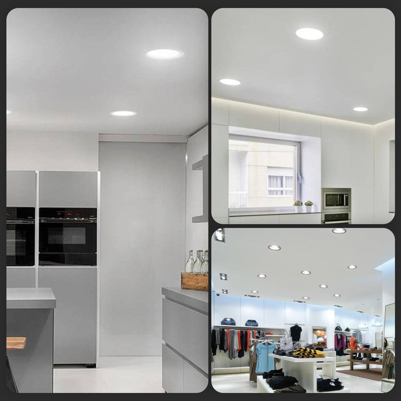 Downlight LED embutido no teto, 225 mm de diâmetro e 3,5 cm de altura, 20 W, 4000K, não regulável, 2000 lúmens, CRI80, IP20, 20.000 h - 7
