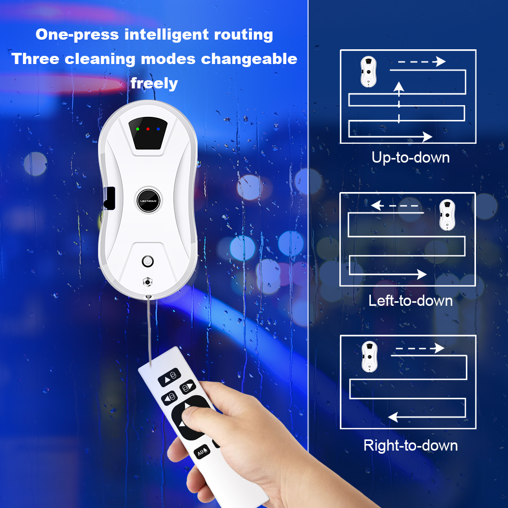 LIECTROUX YW610 – Robot Limpiacristales Inteligente con Depósito de Agua 30 ml, Alto Rendimiento + 10 Paños Incluidos - 8