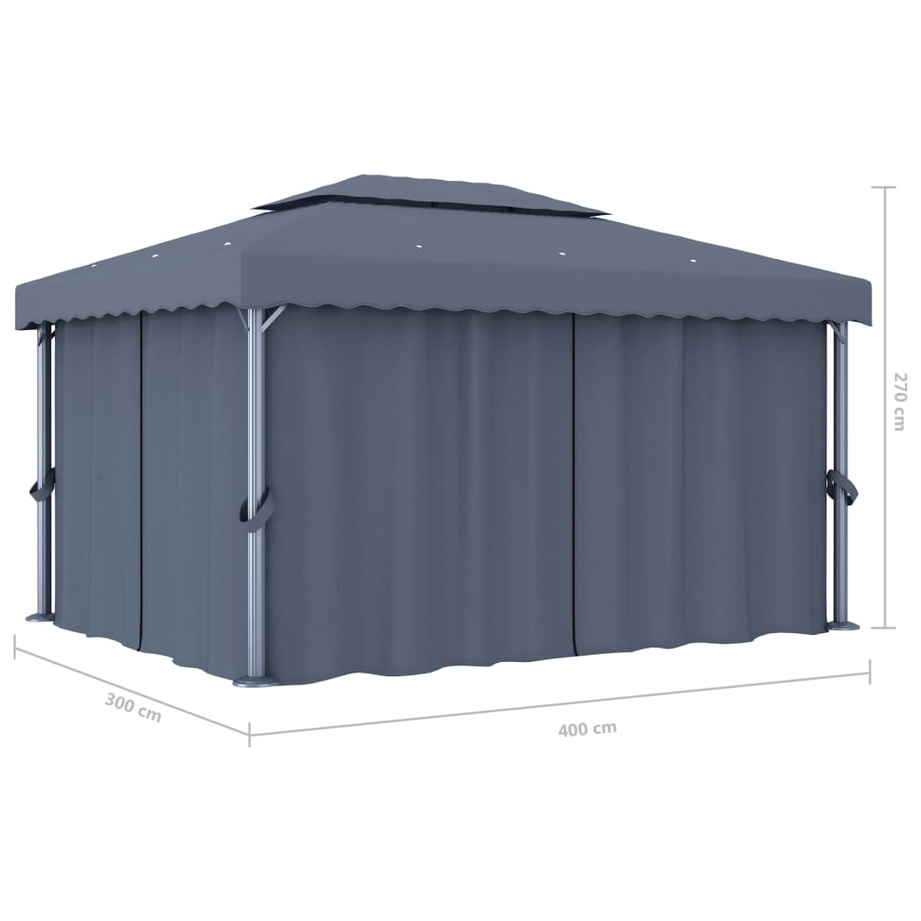 Maison Exclusive - Gazebo con Tende 4x3 cm Antracite Alluminio - 7