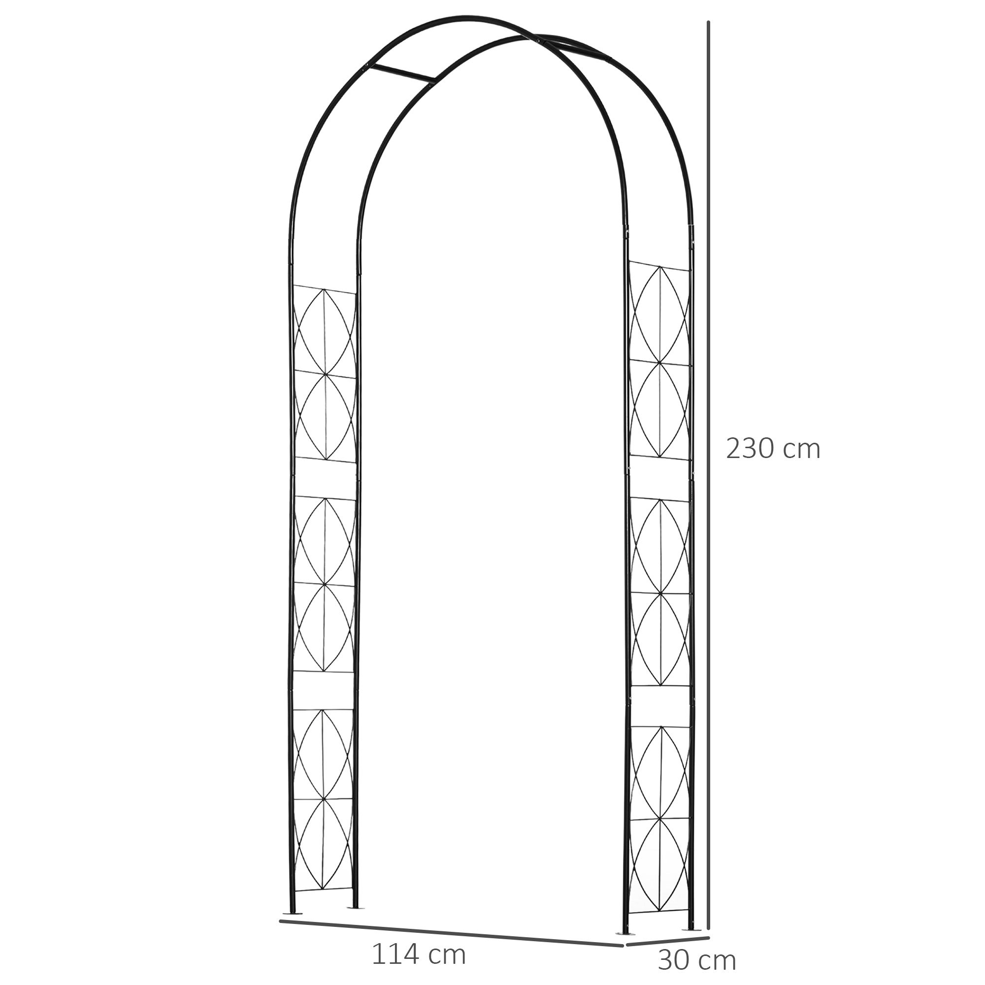 Arche métallique jardin roses/plantes grimpantes, support plantes, décoration, 114x30x230 cm, noir - 5
