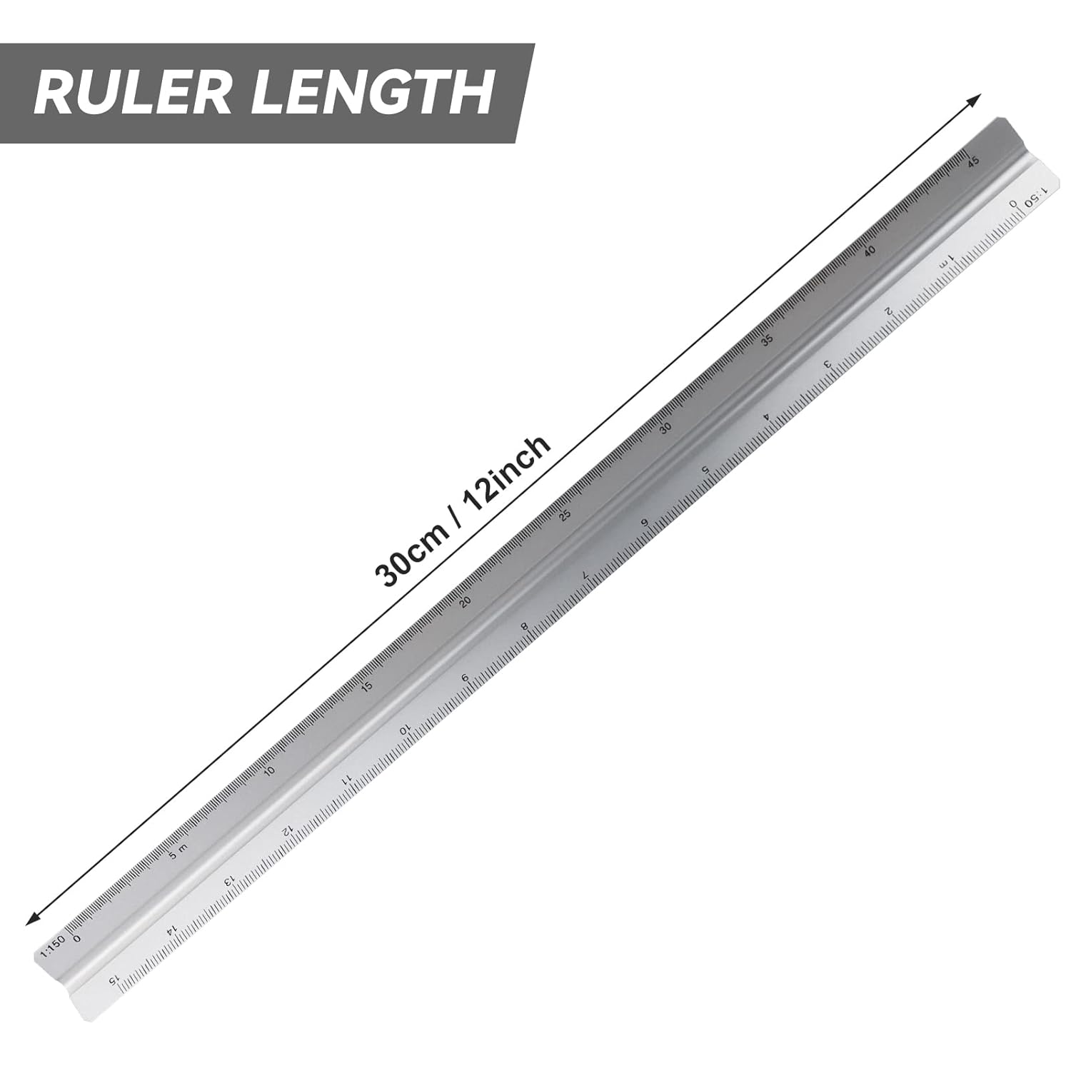 Règle triangulaire (argentée), haute précision d'échelle - 5