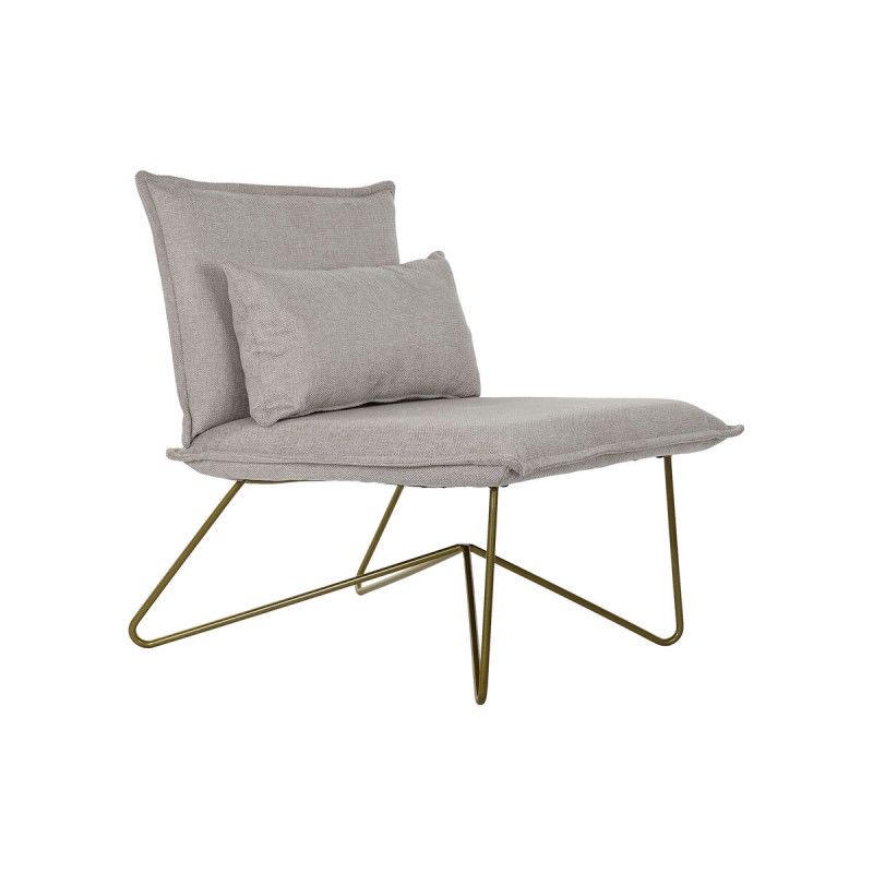Sillón dkd home decor beige dorado metal poliéster (66 x 78 x 75 cm)
