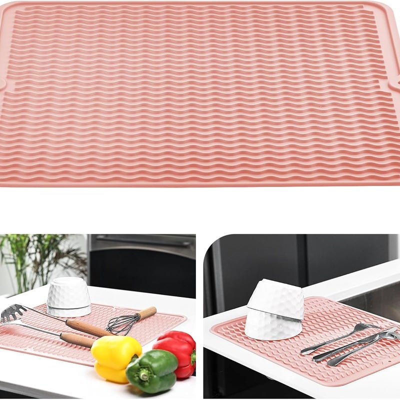 Mata ociekowa 40 x 45 cm - silikonowa mata ociekowa - antypoślizgowa - odporna na ciepło - różowa - unisex