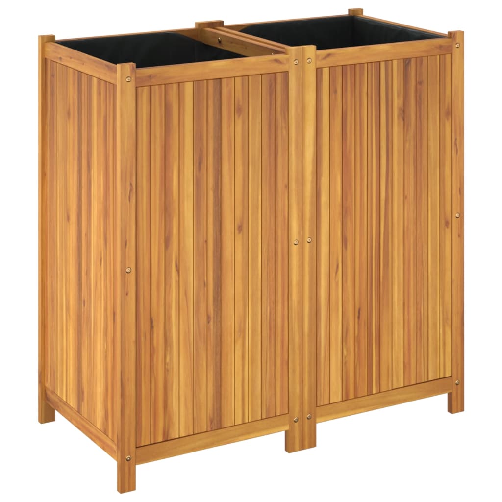 vidaXL Jardinière avec doublure 100x50x100 cm bois massif d'acacia - 7
